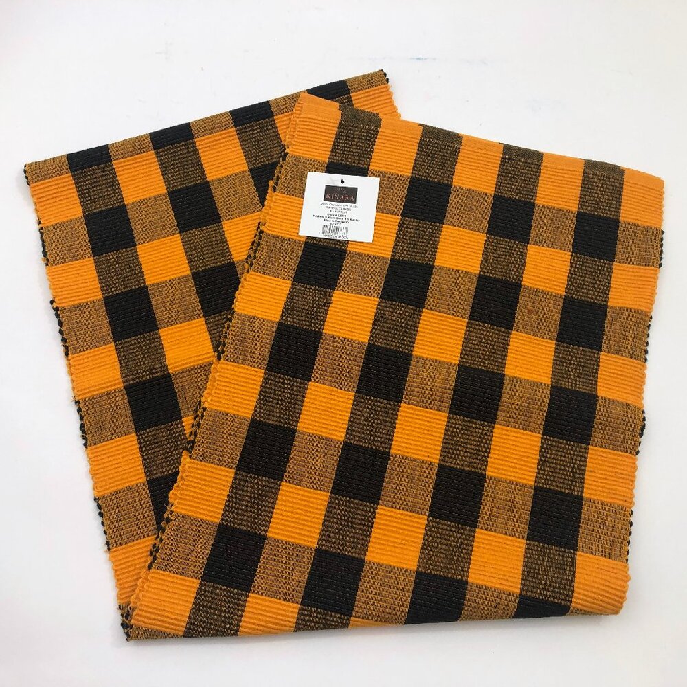 Kinara Madison Buffalo Check Black and Terracotta Table Runner 13x72 inches